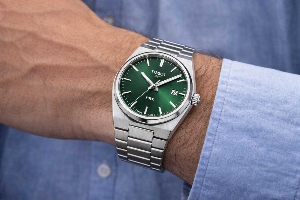 Tissot PRX 35mm Verde Swiss Made Safir Otel Nou Cutie Factura Garantie