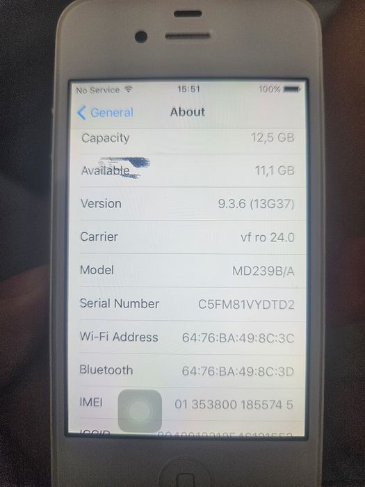 Iphone 4s 12G storage