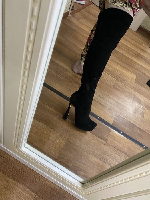 Сапоги замшевые, ботфорты