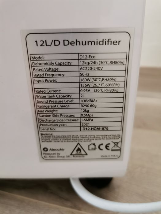 Dezumidificator Alecoair D 12 eco