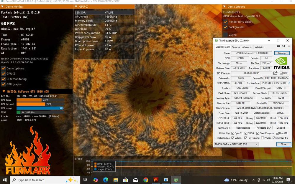 Placa video PCie Asus STRIX Nvidia GTX 1060 6GB DDR5