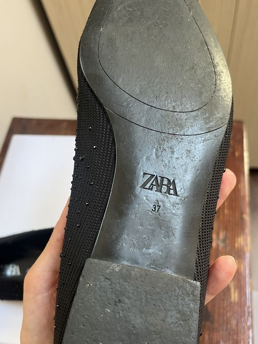 Pantofi (balerini) eleganți, Zara, negri & pietre decirative