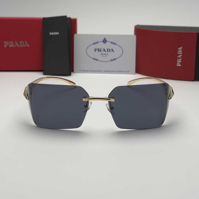 Унисекс слънчеви очила  Rimless Edition Black Brown Очила без рамка черни кафяви стъкла златни UV400 CE