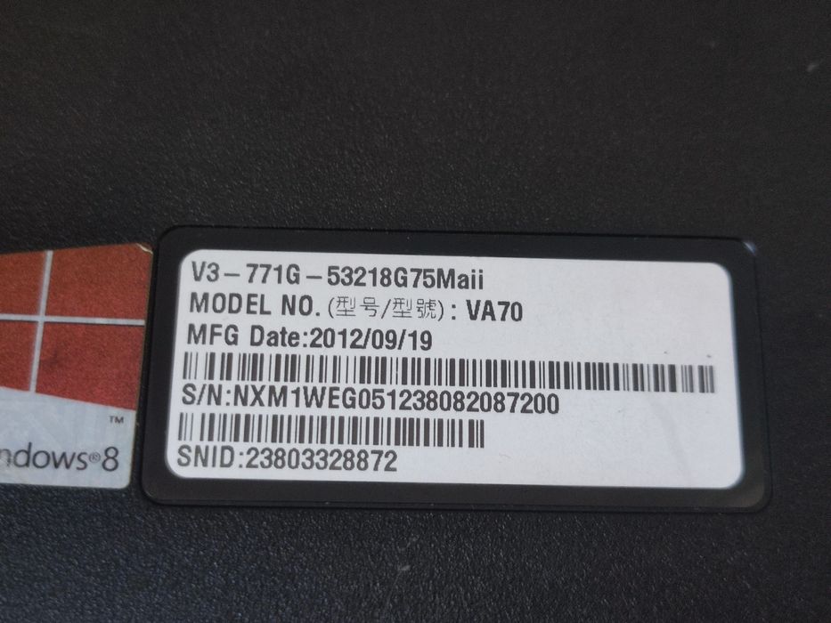 Carcasa completa + Balamale - Acer Aspire V3-771G V3-731G