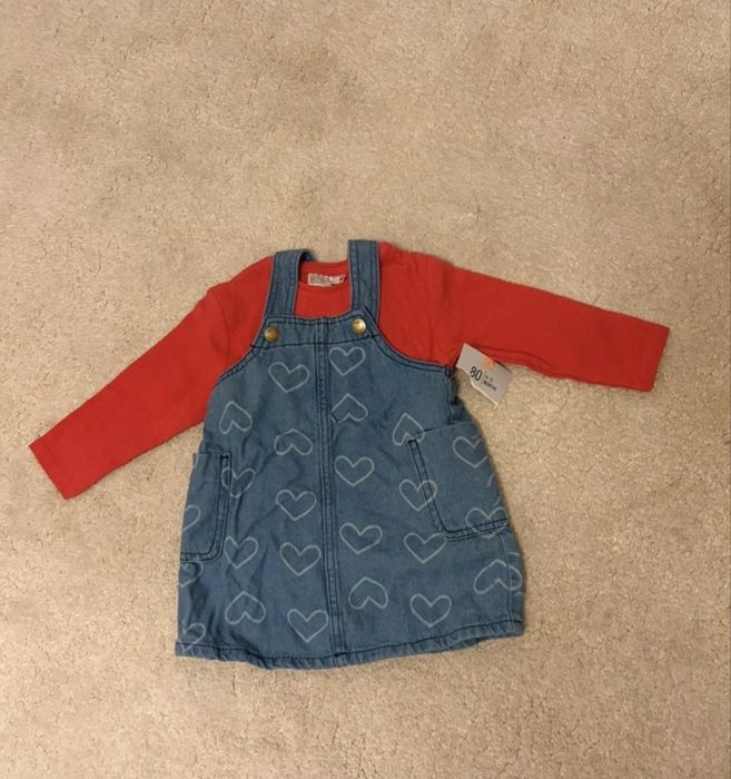 Set nou alcatuit din 2 piese rochita & bluzita (80 cm- 9-12 luni)
