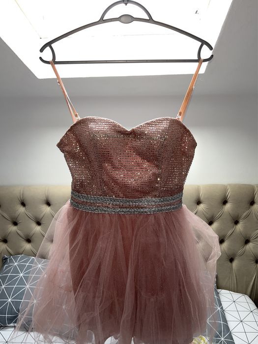 Rochie eleganta ETIC, mini, roz