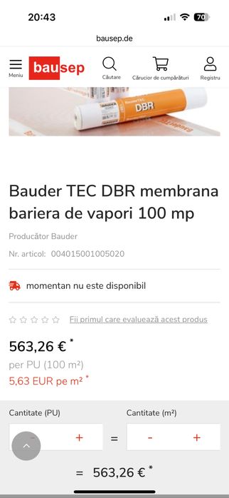 Membrana bariera vapori 100 mp, incalzire pardoseala ori izolare pod