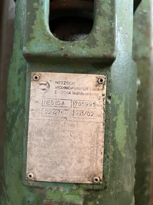 Pompă industrială NETZSCH NES 60 A cu motor 4 kW și reductor