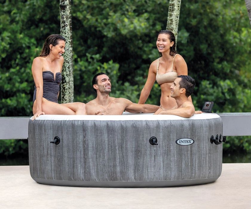 Надуваемо джакузи с въздушни струи INTEX 28440 PureSpa Deluxe, сив