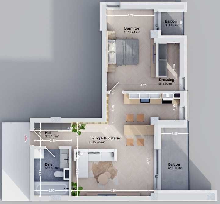 Prima inchiriere! Apartament 2 camere, mobilat, decomandat, Rediu!