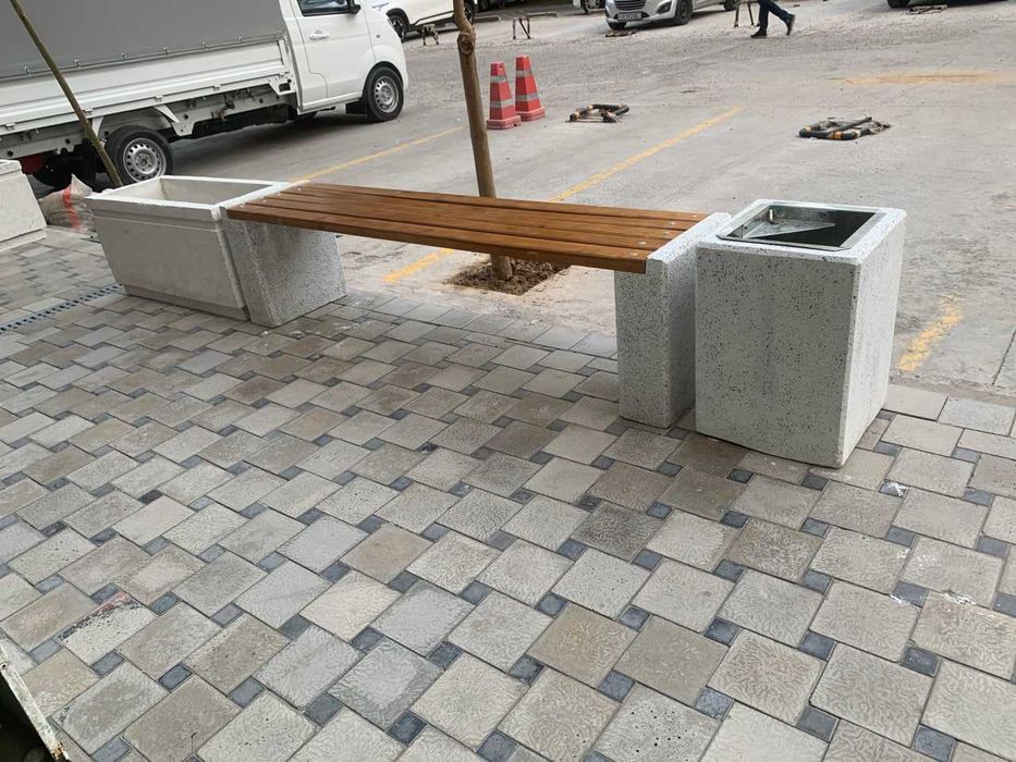 Скамейка Уличная бетонная Мраморная Skameka beton mramor urna gultuvak