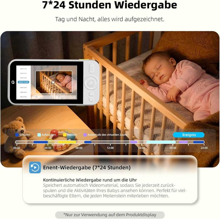 Monitor pentru bebeluși cu cameră fără WiFi rotativa