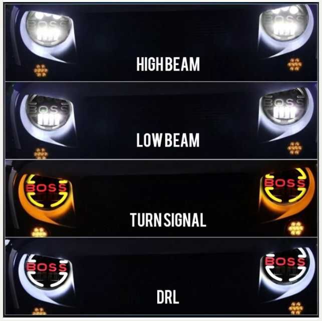 LED фар 7" инча 18см 12V-24V 6500lm за АТВ джип мотоциклет камион и др