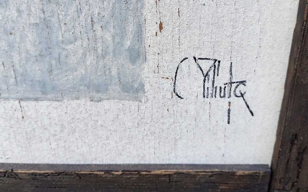 Tablou vechi - flori - semnat C Piliuta