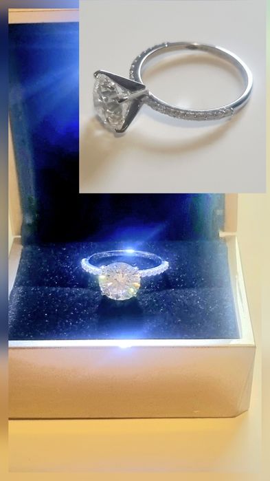 Inel diamant ,design elegant  3,36Ct,aur alb,Round Brilliant