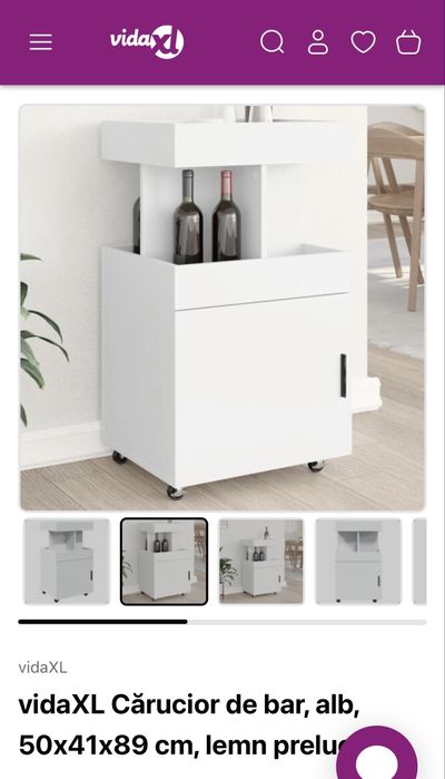 Bar mobil din lemn prelucrat