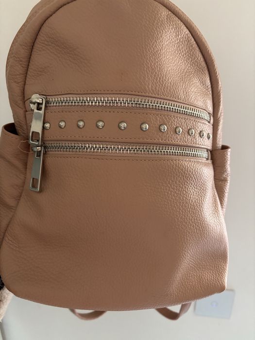 Rucsac/ Ghiozdan roz - piele naturala - made in Italy