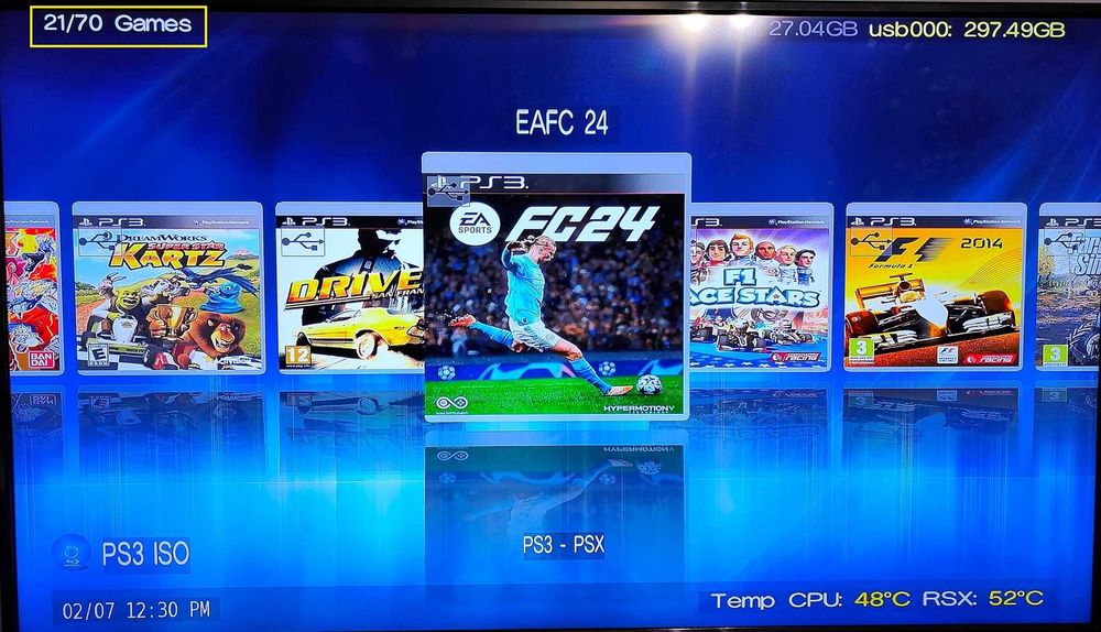 Memorie externa (USB), 70 jocuri PS3, GTA V, FIFA/FC 24, Minecraft