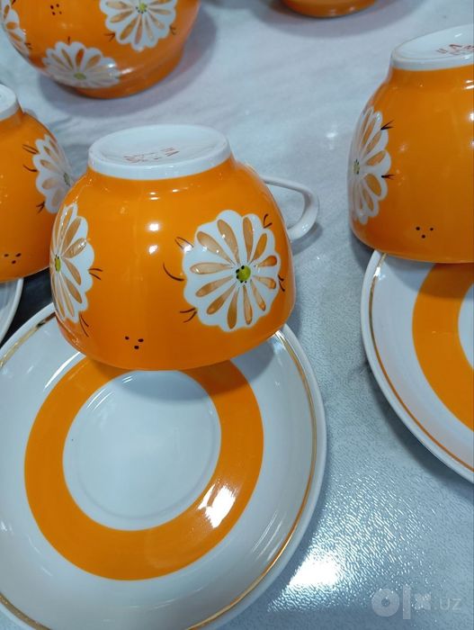 Чайный фарфоровый сервиз винтаж, новый.