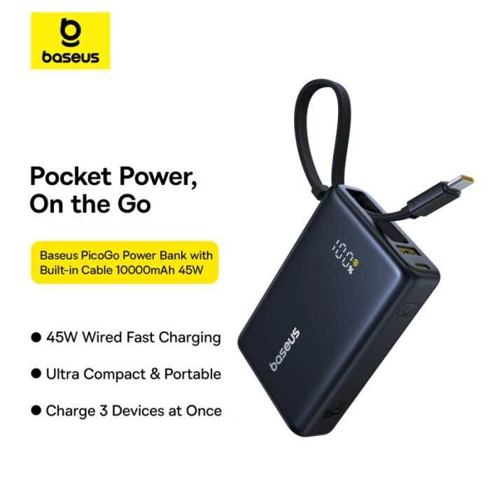 Baseus PicoGo Power Bank 10000mAh 45W. Есть доставка