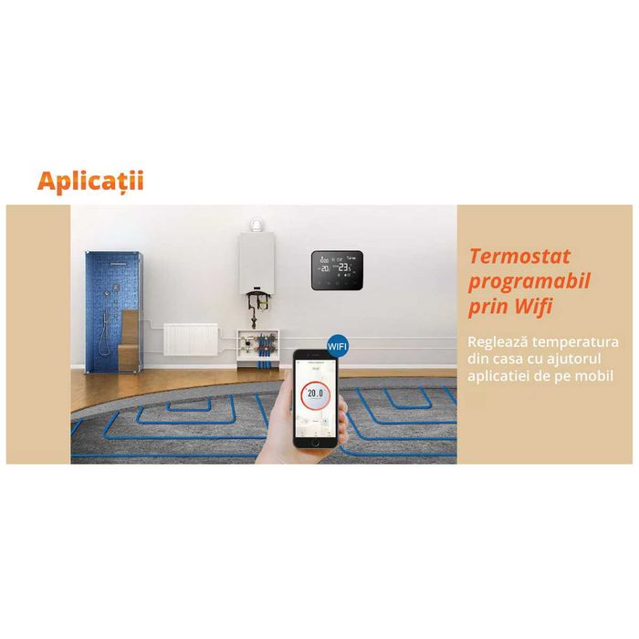 Termostat ambient Smart Visoli WT-20 PRO,WI-FI,Controlat Prin Internet