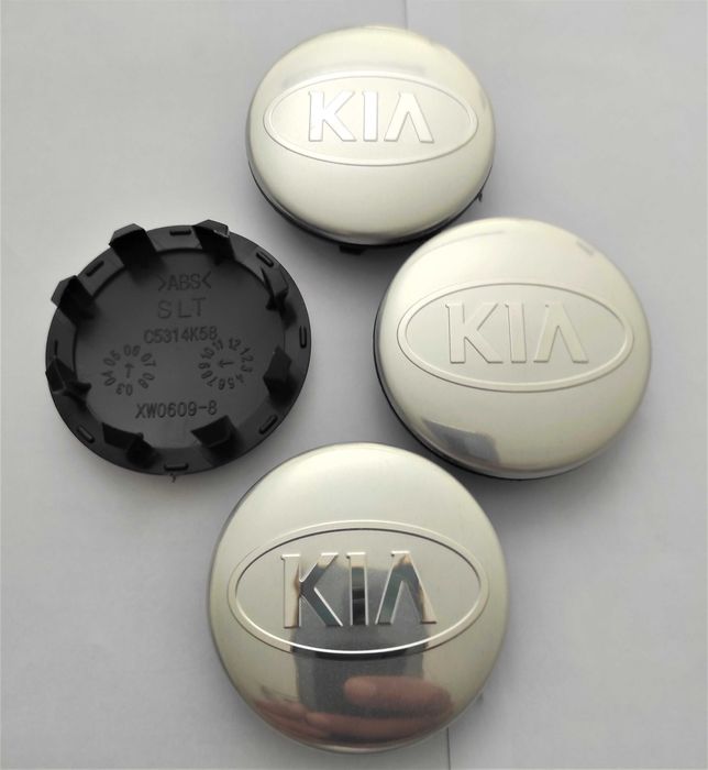 Капачки за Джанти за KIA 58 мм. Цвят: Сребристо и черно. НОВИ!