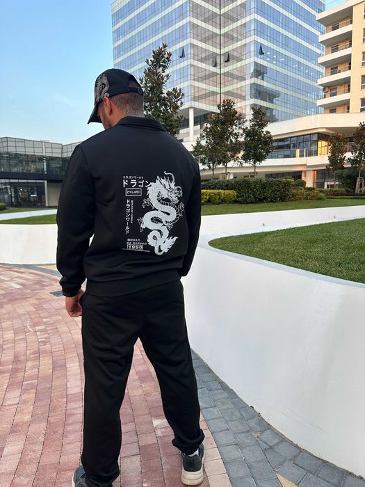 Мъжки черен спортен комплект в японски мотиви