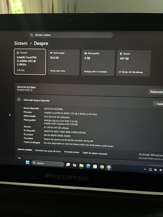 Laptop gaming| i5gen8| 16gb ram| GTX1050TI, ssd 500gb