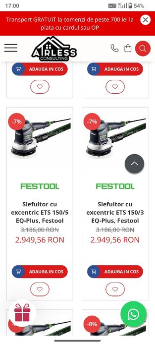 Vînd șlefuitor excentric festool ETS 150/5 EQ plus nou
