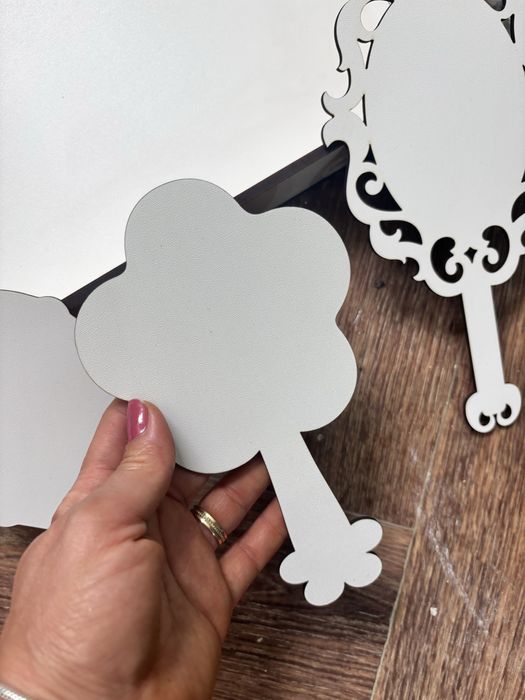 Tavi lemn (mdf )  blanc oglinzi seturi mot si seturi mire/mireasa