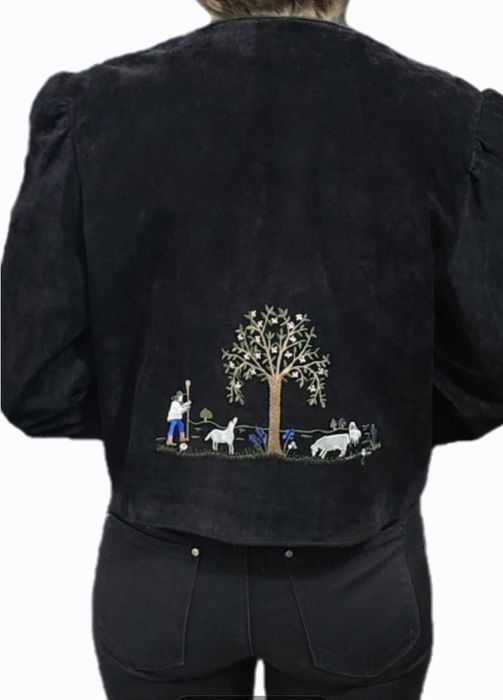 Jachetă/ sacou vintage( anii '80) din piele intoarsa