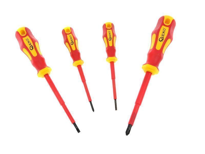 Комплект изолирани отвертки за електротехници 1000v 4 броя geko