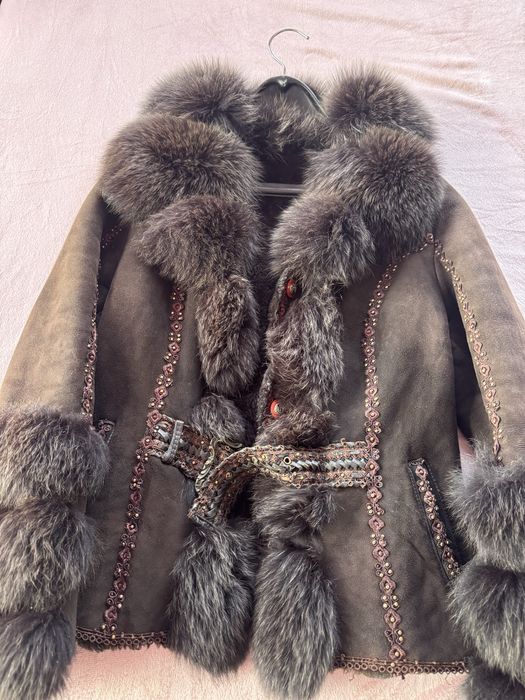Палто лисица  и агнешка кожа