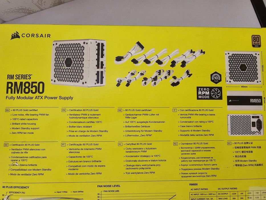Corsair RM White Series™ RM850, 80 PLUS Gold, 850W, Fully Modular+GARANTIE