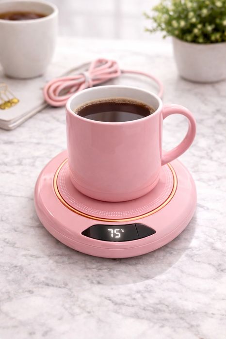 Suport încălzire cană USB cu termostat – 75°C, 3 trepte temperatură
