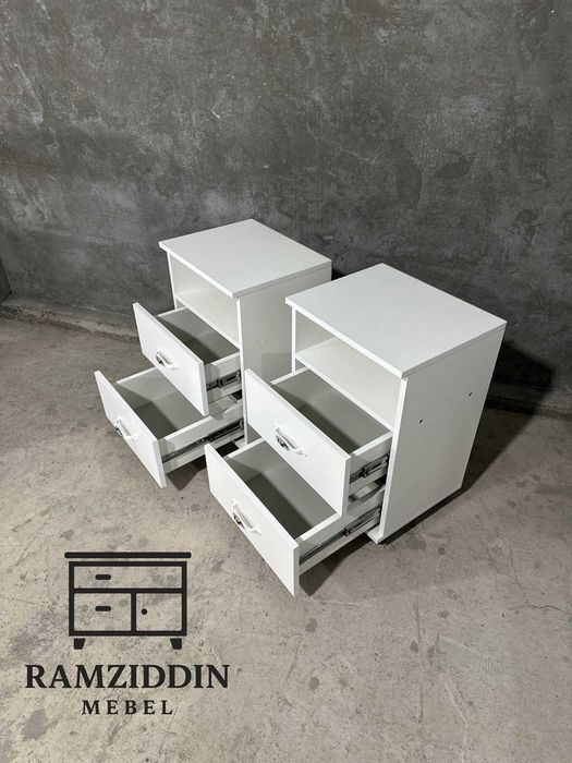 Прикроватная тумба с ящиками | G‘ildirakli oq tumba, yotoqxona uchun