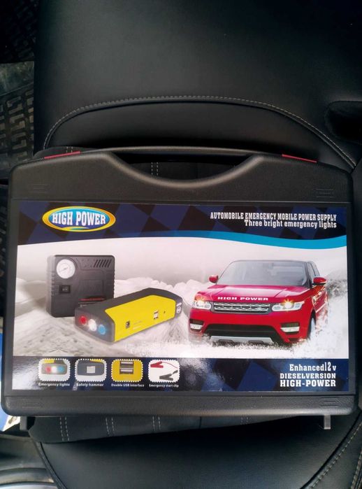Стартерна батерия бустер за кола power bank 3 в 1 с компресор 16800 mA