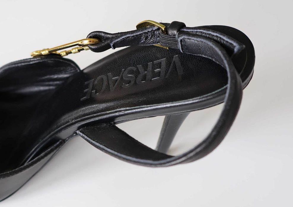 Versace черни кожени дамски обувки на ток, Размер 38.5