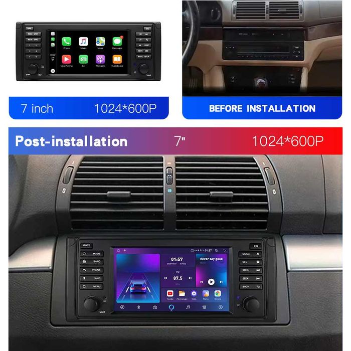 7-инчова мултимедия за BMW X5 E53 (1999–2006) – Android Carplay