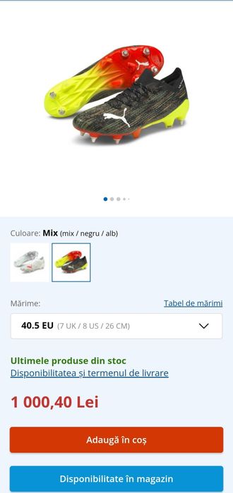 Noi Ghete Fotbal Puma ULTRA 1.2 MxSG,Marimea 37 adidasi fotbal