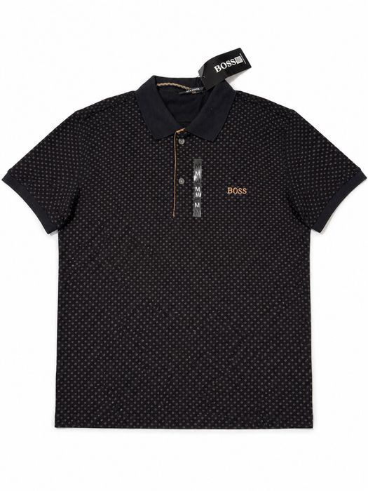 Tricou polo BOSS negru cu model, nou cu etichetă – mărimea M