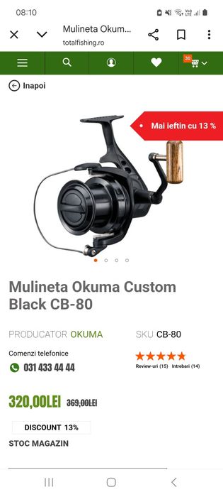 Set crap distanta 3x: okuma cb 80/ carp spirit blax  3.90m 3 5lb 2buc
