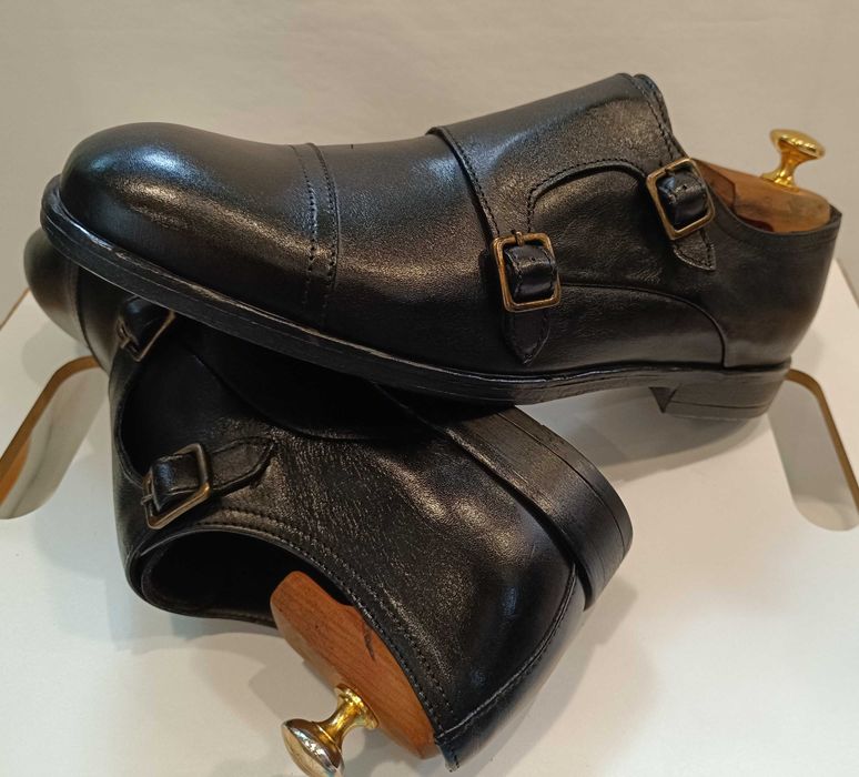 Pantofi monk de lux 40 40.5 lucrati manual Amedeo Testoni NOI piele
