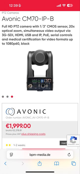 camera  video supraveghere inregistrare avonic av-cm70-ip-b