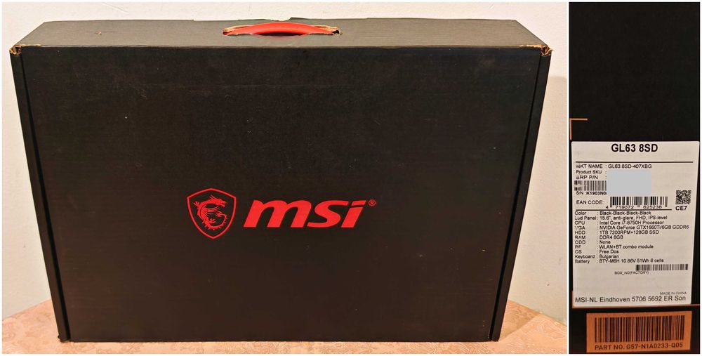 MSI GL63/NVIDIA GTX 1660ti 6GB/Core i7 8750H/16GB RAM/256GB SSD + 1TB