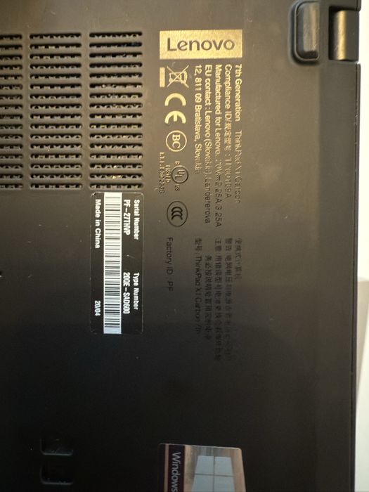 Thinkpad X1 Carbon 7th Gen I7 8665u 16GB RAM Display Privacy