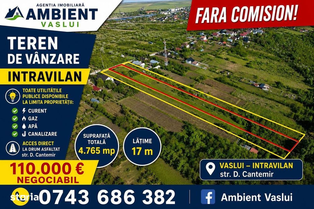 TEREN intravilan 5.000 mp, VASLUI - str. Dimitrie CANTEMIR;