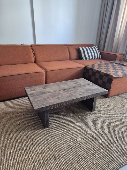Masă de cafea din lemn masiv | Design rustic-industrial