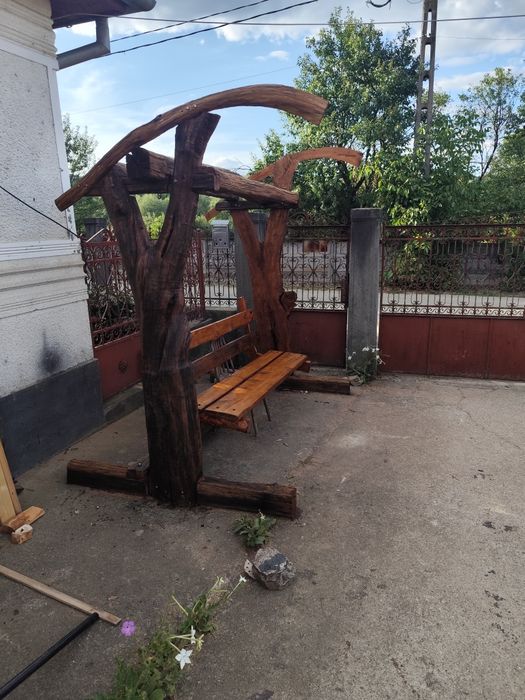 Leagăn de grădină rustic din lemn masiv. Unicat !