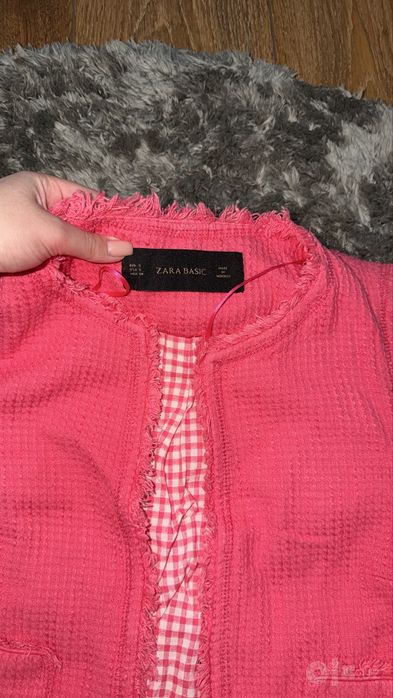 Розовый твидовый пиджак Zara